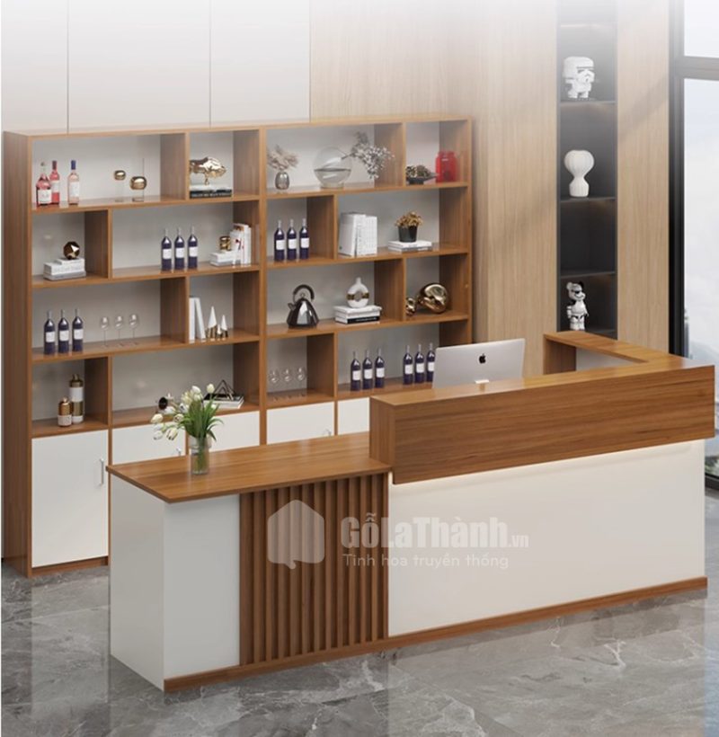 quầy lễ tân phối lam sóng ấm tượng