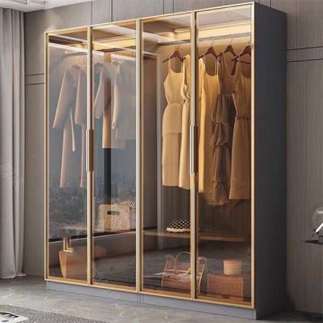 tủ áo 4 cánh kính đơn giản