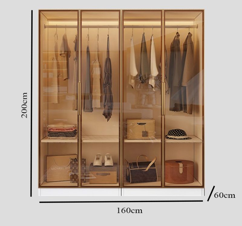 tủ áo 4 cánh kính đơn giản