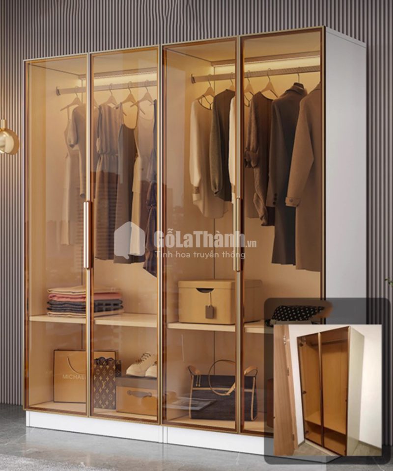 tủ áo 4 cánh kính đơn giản sang trọng
