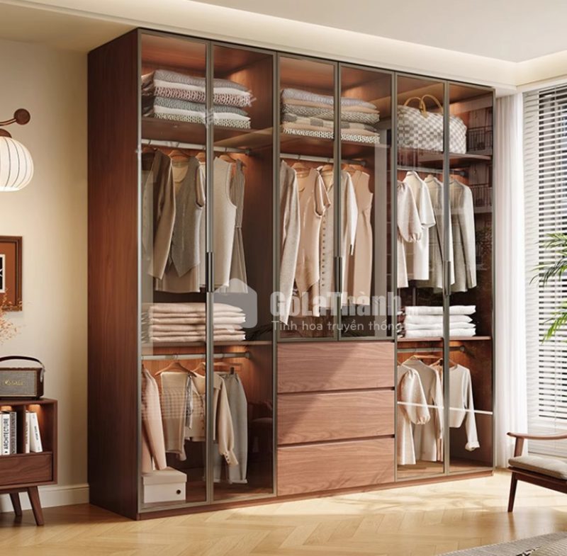 tủ áo cánh kính trong kích thước lớn