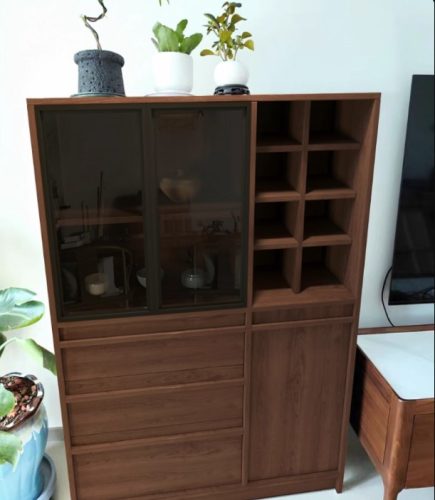 Tủ rượu nhỏ gọn gỗ công nghiệp kết hợp cánh kính GHT-51686 photo review