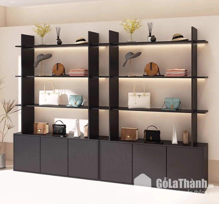 kệ gỗ trưng bày sản phẩm