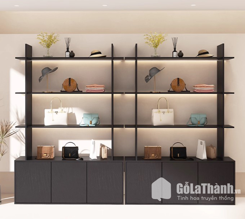 kệ gỗ trưng bày sản phẩm