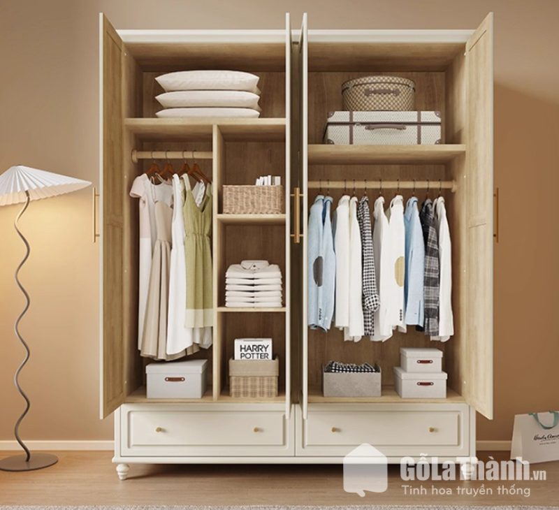 tủ quần áo gỗ sồi đẹp sang trọng