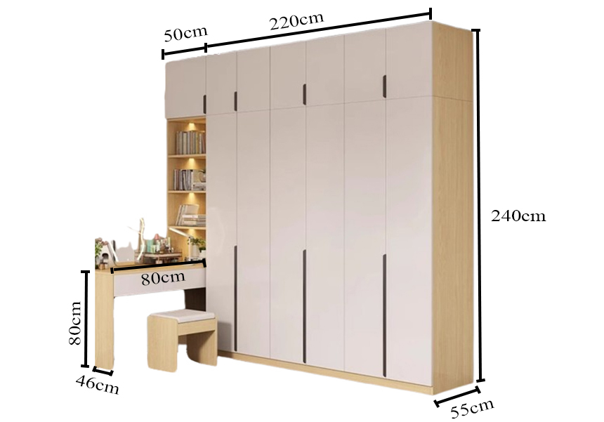 tủ áo kết hợp bàn trang điểm