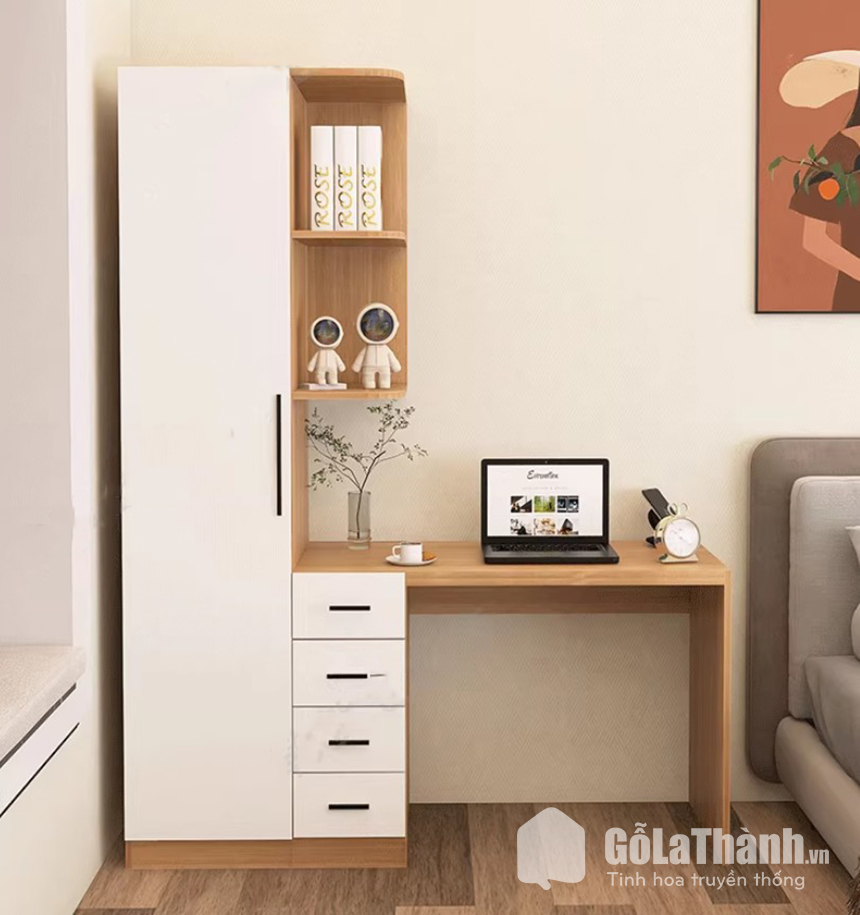 tủ áo nhỏ gọn kết hợp bàn làm việc