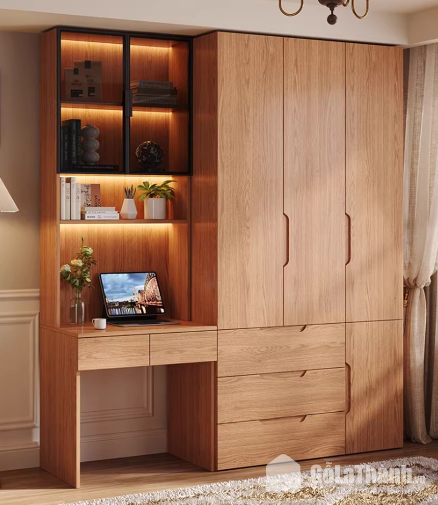 tủ áo kết hợp bàn học giá sách