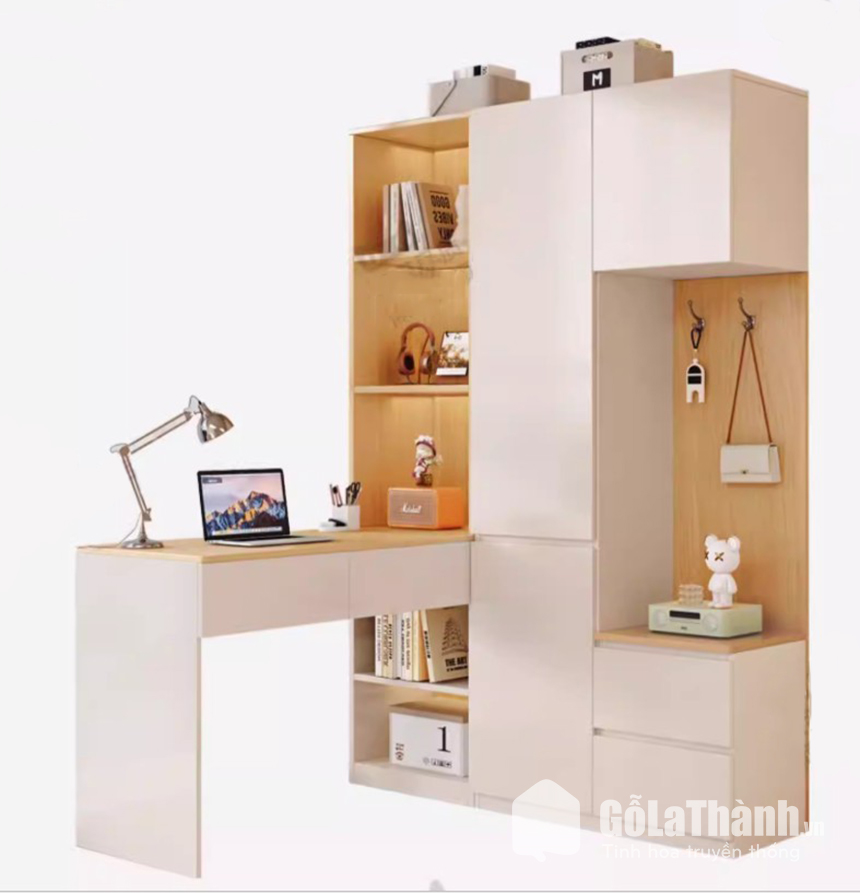 tủ áo kết hợp bàn học nhỏ gọn