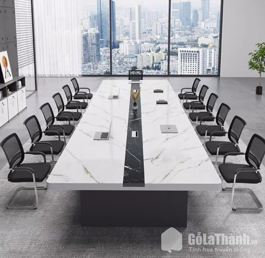 bàn họp mặt gỗ mdf phủ melamine vân đá