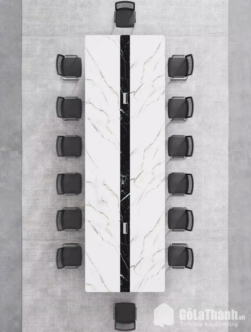 Bàn họp gỗ MDF phủ melamine vân đá 