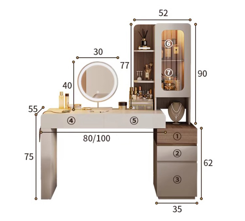 bàn trang điểm kết hợp kệ trang trí