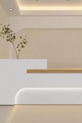 quầy lễ tân dáng cong sang trọng