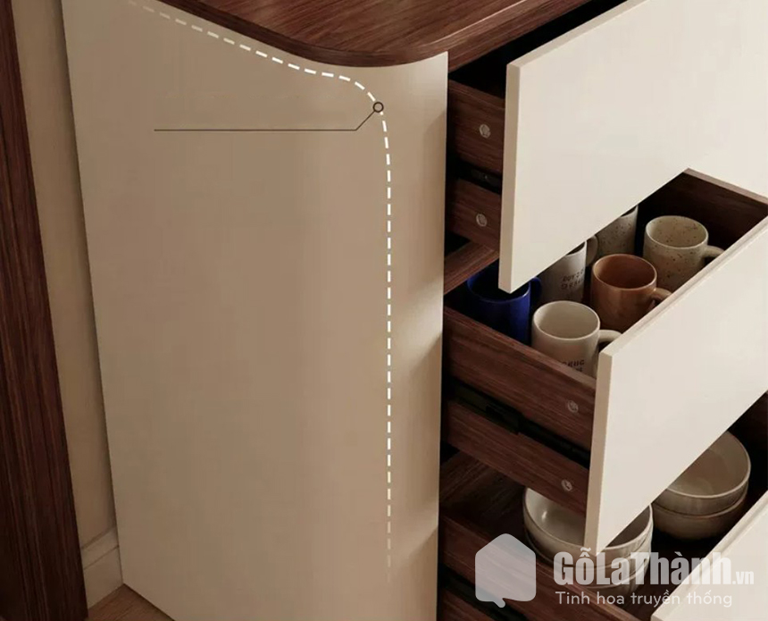 tủ bát đĩa bo cong hiện đại