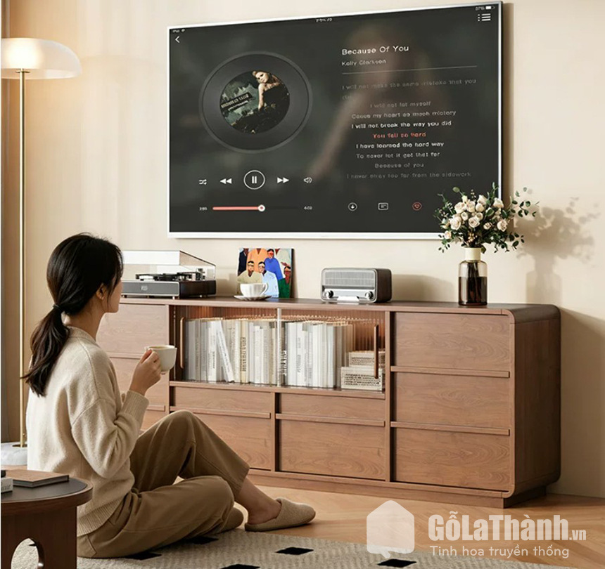 tủ tivi chất liệu gỗ hiện đại