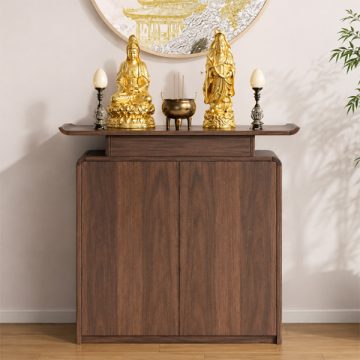 tủ thờ bo cong mềm mại gỗ tự nhiên