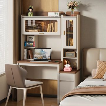 Bàn học liền tủ sách cánh kính GHT-4328