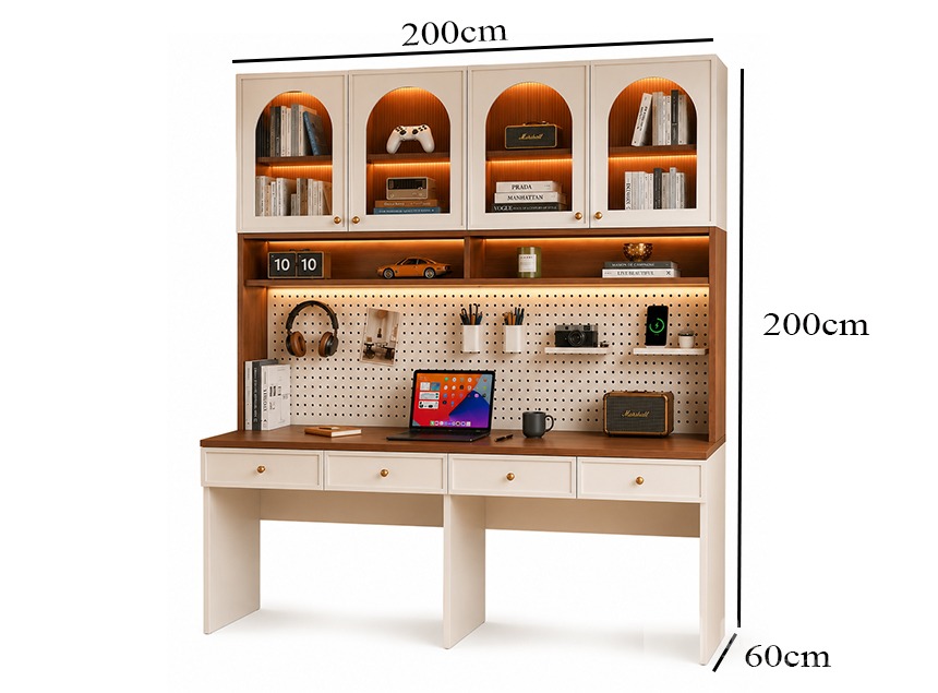 Chi tiết thiết kế Bàn học liền tủ sách màu sắc đa dạng GHT-5439 Chi tiết thiết kế Bàn học liền tủ sách màu sắc đa dạng GHT-5439