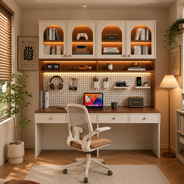 Bàn học liền tủ sách màu sắc đa dạng GHT-5439 Bàn học liền tủ sách màu sắc đa dạng GHT-5439