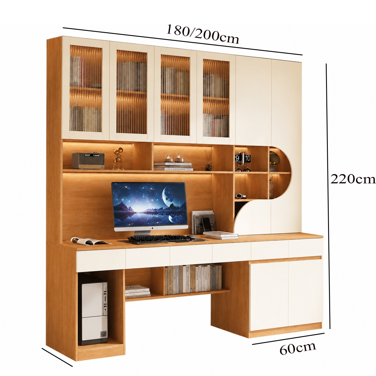 Bàn làm việc liền tủ sách kịch sang trọng GHT-4329 - thu vien 5 Bàn làm việc liền tủ sách kịch sang trọng GHT-4329 - thu vien 5