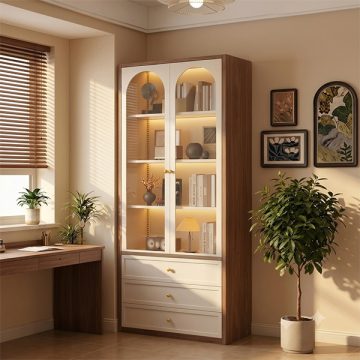 Tủ sách cánh kính có ngăn kéo GHT-5401