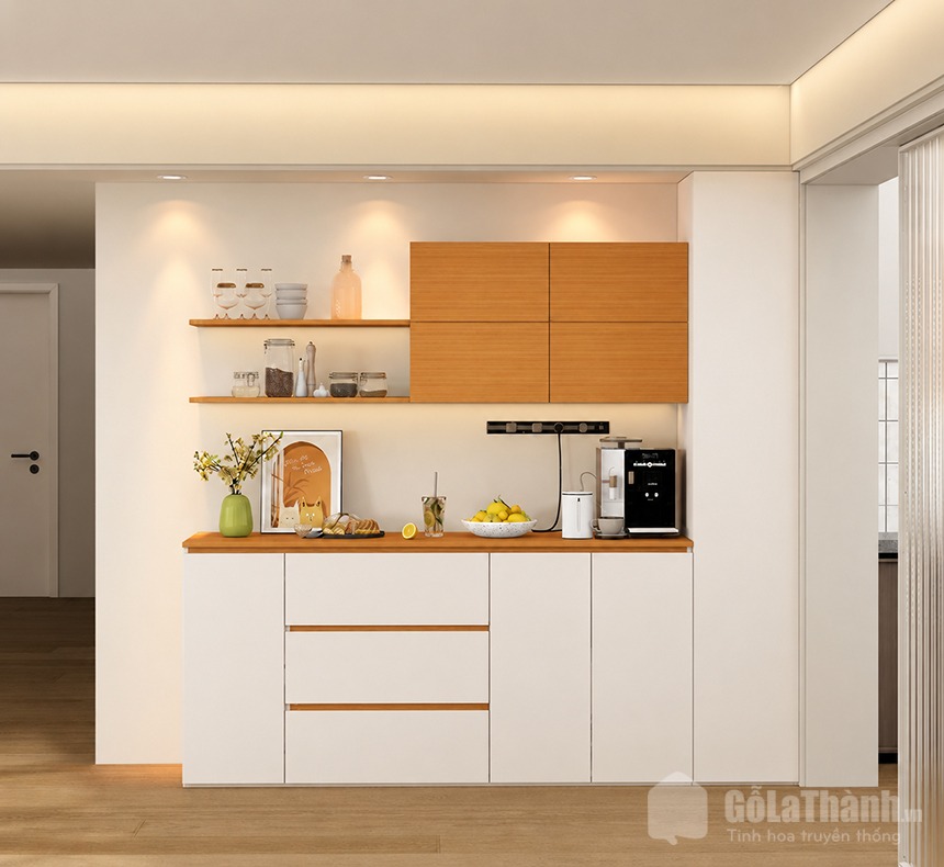 Mẫu tủ bếp hiện đại gỗ MDF phủ melamine GHT-5322 Mẫu tủ bếp hiện đại gỗ MDF phủ melamine GHT-5322