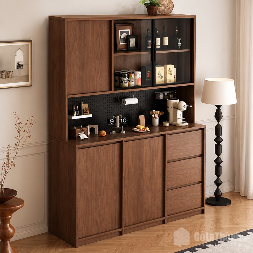 Tủ pantry phối cánh kính tiện lợi GHT-5424 - hình ảnh thực tế 1