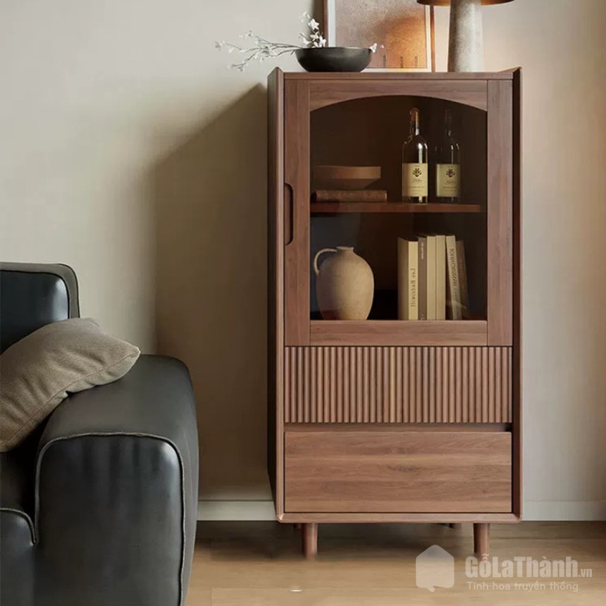 Mẫu tủ trang trí gỗ tự nhiên cánh kính hiện đại GHT-5326 Mẫu tủ trang trí gỗ tự nhiên cánh kính hiện đại GHT-5326