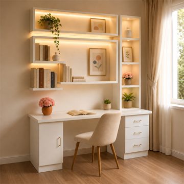 Bàn học phối kệ sách cực xinh gỗ công nghiệp - thu vien 6