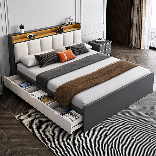 Giường ngủ có ngăn kéo đa năng hiện đại GHT-4337 Giường ngủ có ngăn kéo đa năng hiện đại GHT-4337