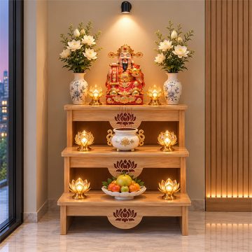 Bàn thờ thần tài tam cấp sang trọng GHT-5519