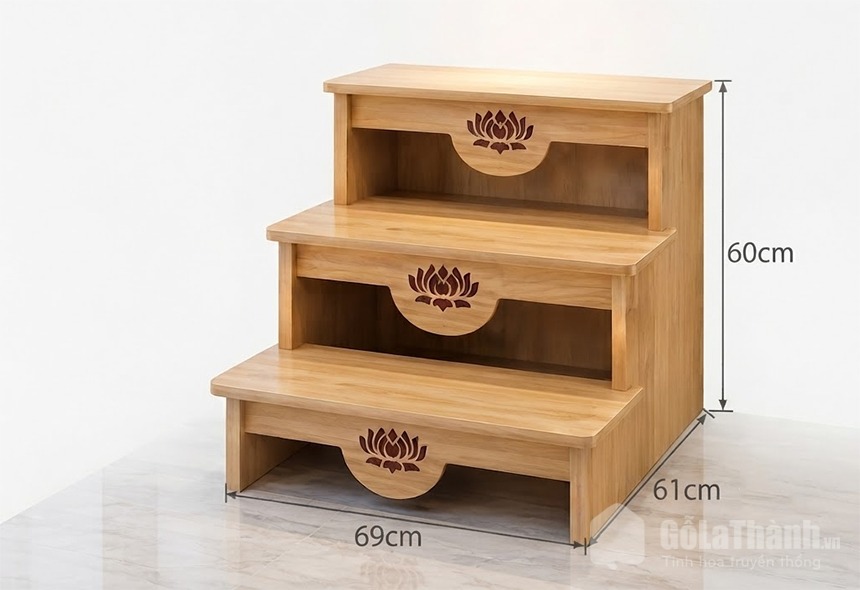 Chi tiết thiết kế Bàn thờ thần tài tam cấp sang trọng GHT-5519 Chi tiết thiết kế Bàn thờ thần tài tam cấp sang trọng GHT-5519