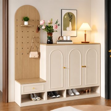 tủ giày kết hợp ghế ngồi và kệ trang trí GHT-51909