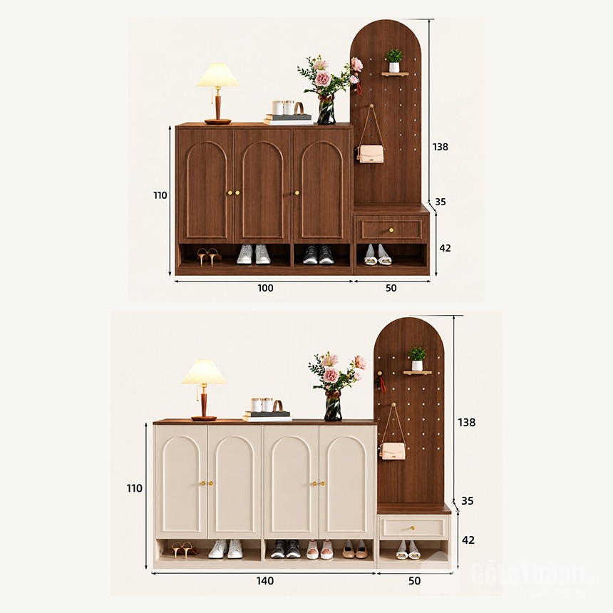 Chi tiết thiết kế tủ giày kết hợp ghế ngồi và kệ trang trí GHT-51909 Chi tiết thiết kế tủ giày kết hợp ghế ngồi và kệ trang trí GHT-51909