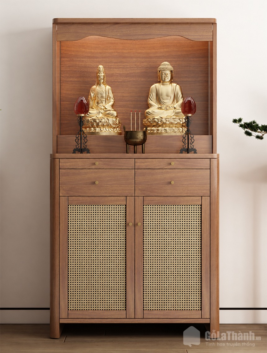 Mẫu tủ thờ cánh mây bo góc thiết kế trang nghiêm GHT-5521