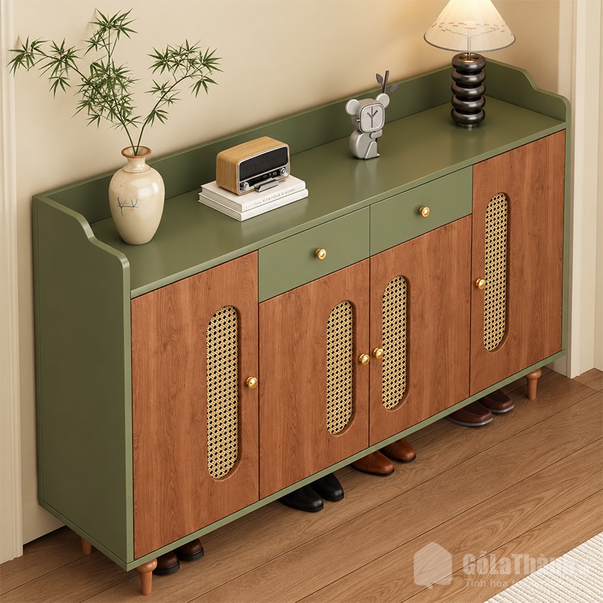 Cánh tủ phối mây tạo nét hoài cổ Cánh tủ phối mây tạo nét hoài cổ