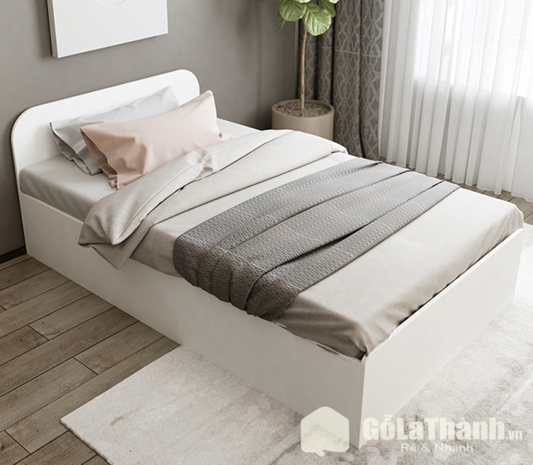 giường ngủ nhỏ gọn gỗ công nghiệp màu trắng